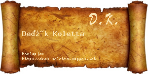 Deák Koletta névjegykártya