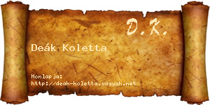 Deák Koletta névjegykártya